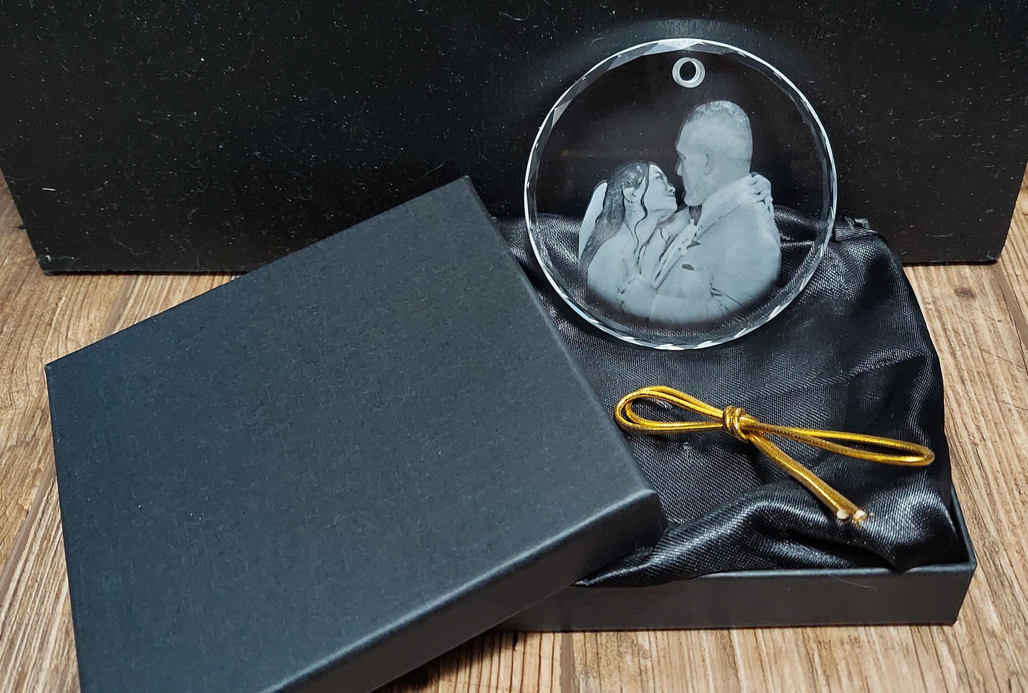 custom laser engraved 2d photo crystal christmas ornament