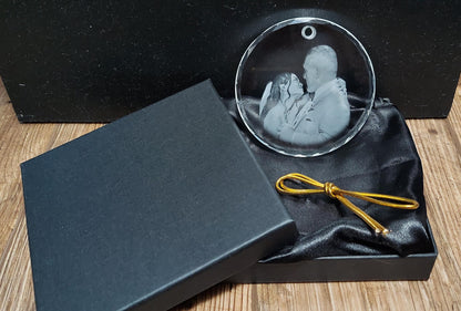 custom laser engraved 2d photo crystal christmas ornament