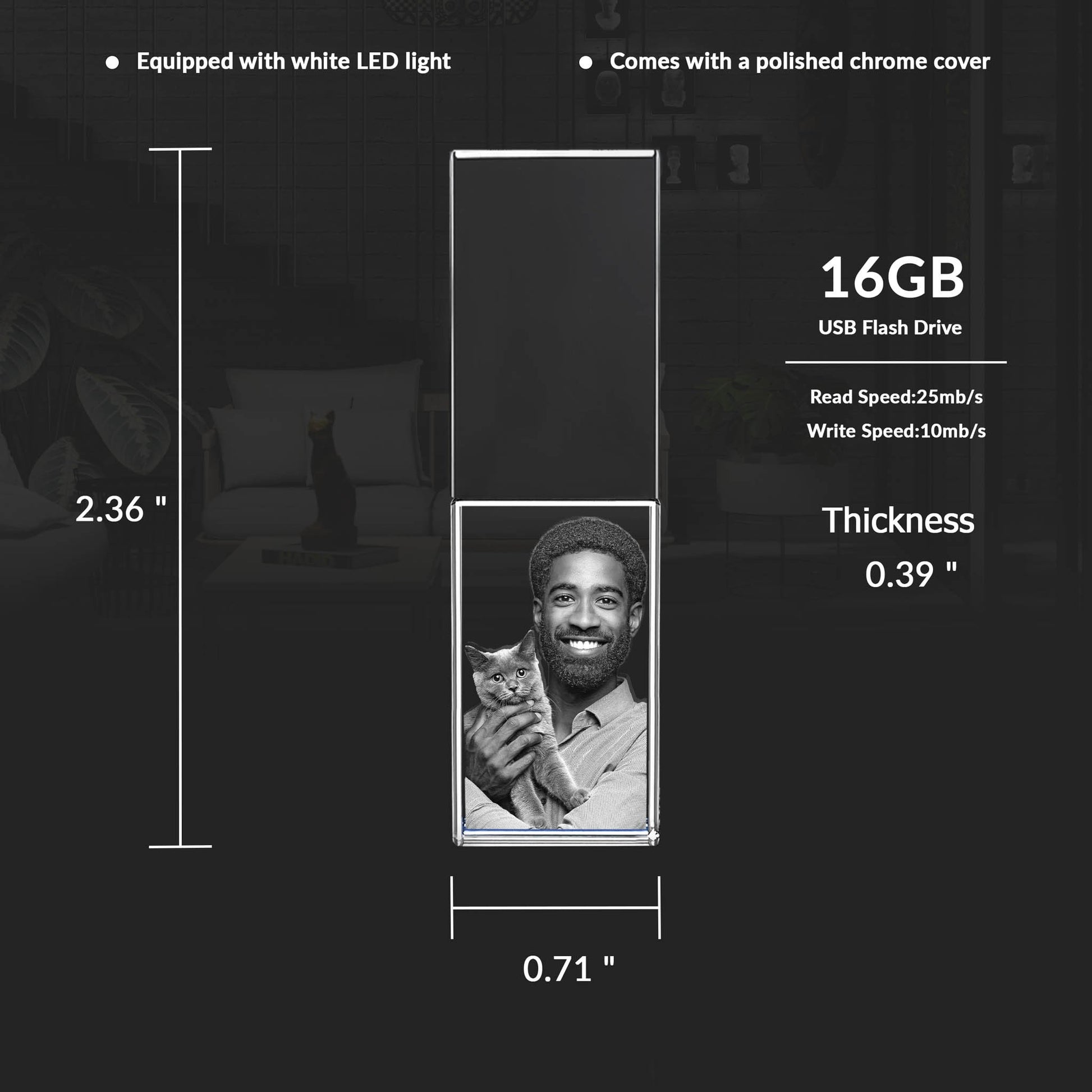 custom laser engraved 3D 16gb usb drive