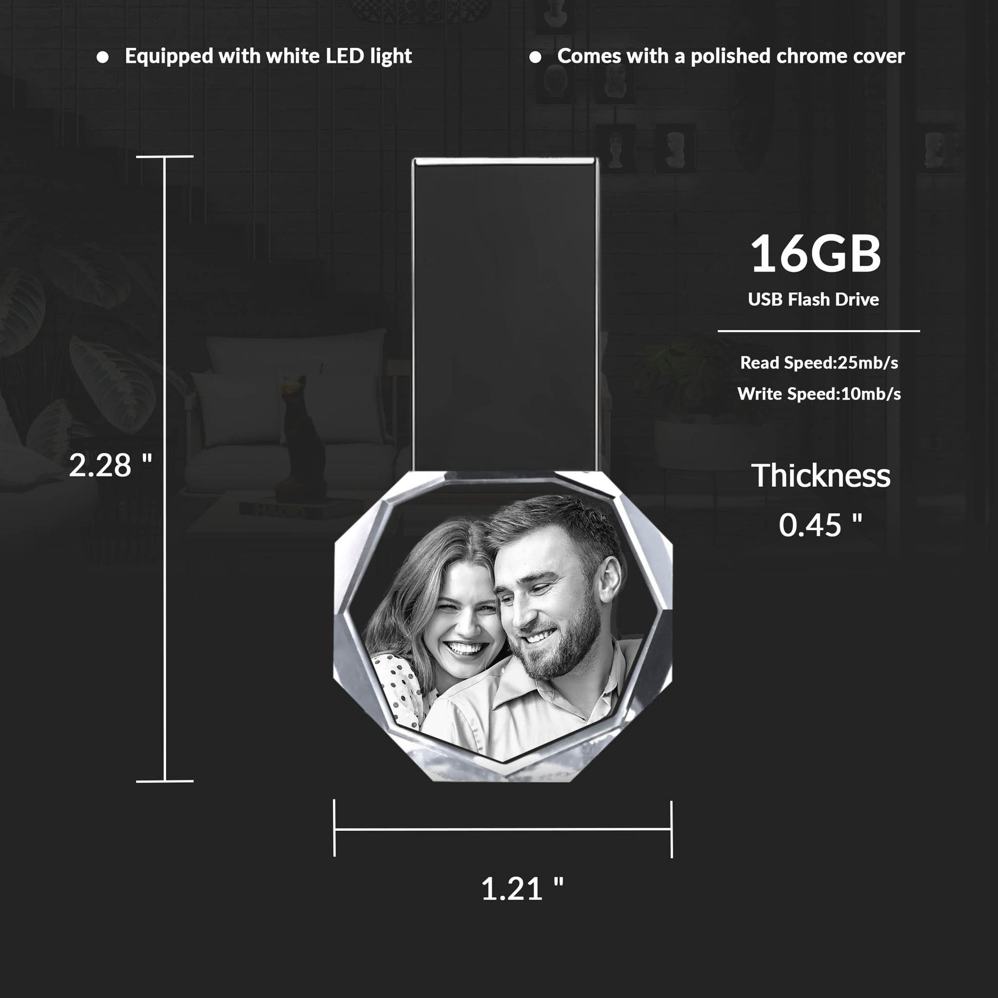 custom laser engraved 3D 16gb usb drive