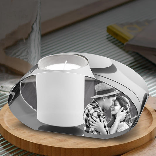 custom laser engraved 3D Crystal Photo Ellipse Candle Holder