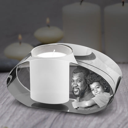 custom laser engraved 3D Crystal Photo Ellipse Candle Holder