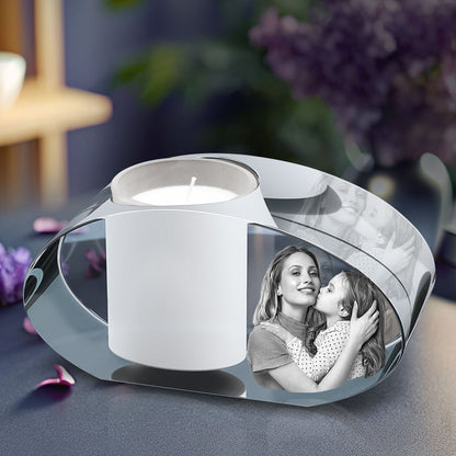 custom laser engraved 3D Crystal Photo Ellipse Candle Holder