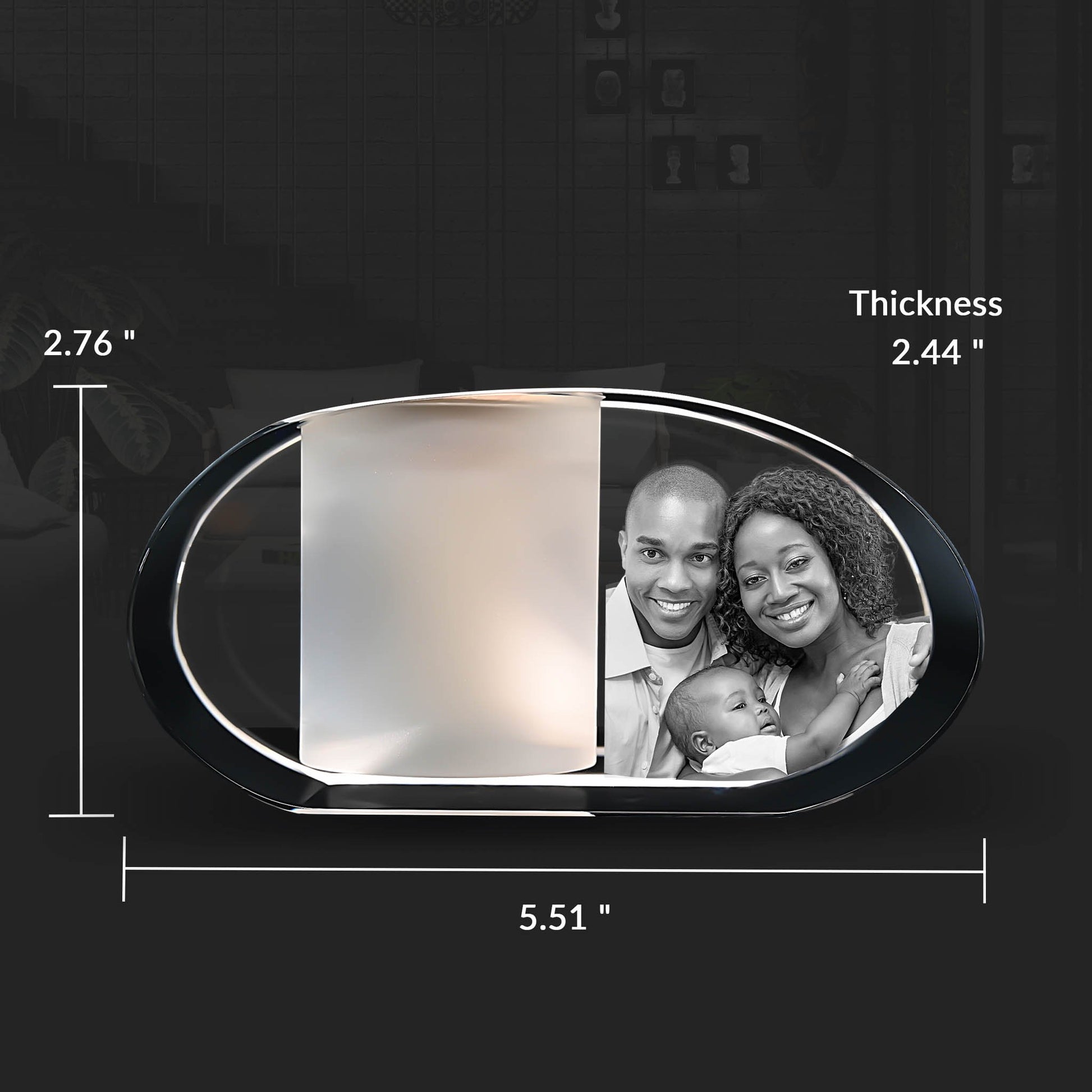 custom laser engraved 3D Crystal Photo Ellipse Candle Holder