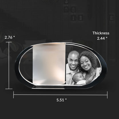 custom laser engraved 3D Crystal Photo Ellipse Candle Holder