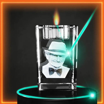 custom laser engraved 3d crystal candle holder 