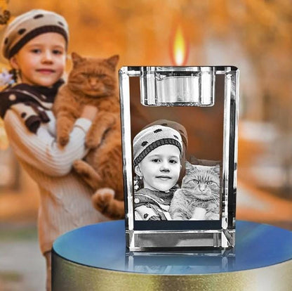 custom laser engraved 3d crystal candle holder 