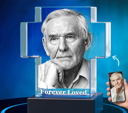 custom laser engraved 3d crystal cross memorial 