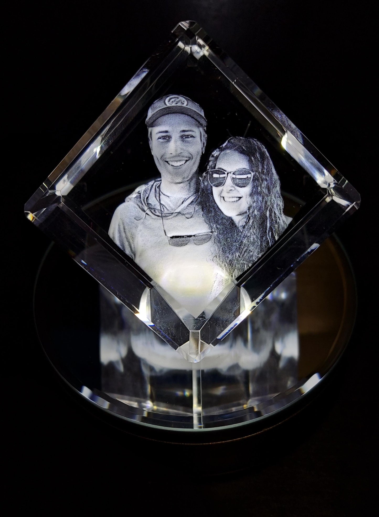 custom laser engraved 3d crystal cut corner keepsake