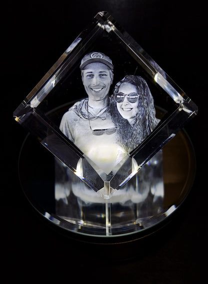 custom laser engraved 3d crystal cut corner keepsake