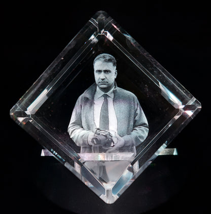 custom laser engraved 3d crystal cut corner keepsake