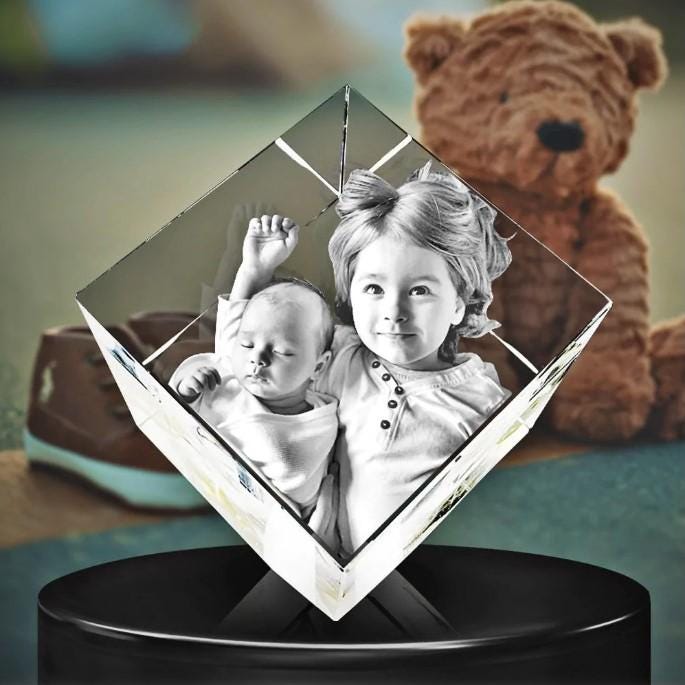 custom laser engraved 3d crystal cut corner keepsake