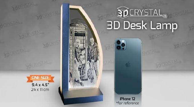 custom laser engraved 3d crystal desktop photo