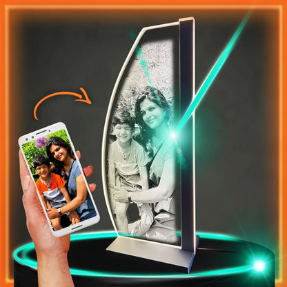 custom laser engraved 3d crystal desktop photo