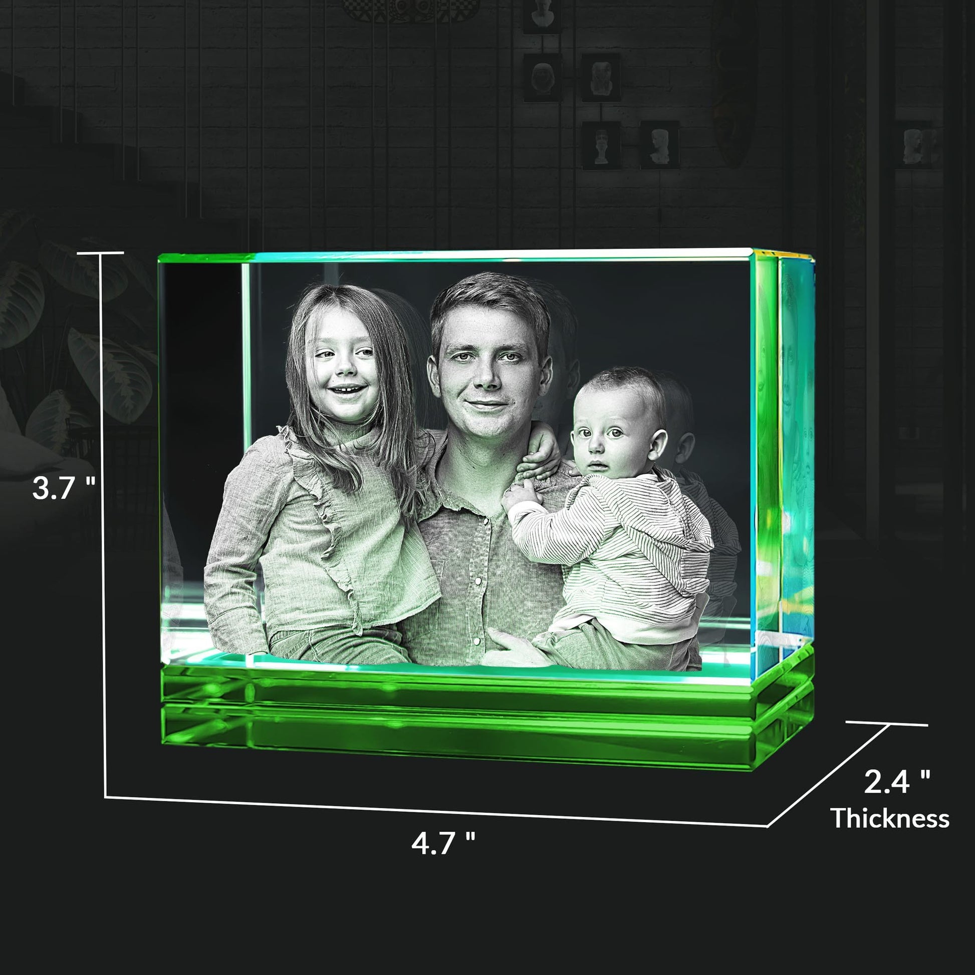 custom laser engraved 3d crystal green skirt