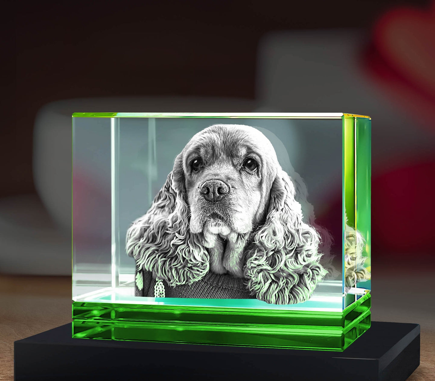 custom laser engraved 3d crystal green skirt