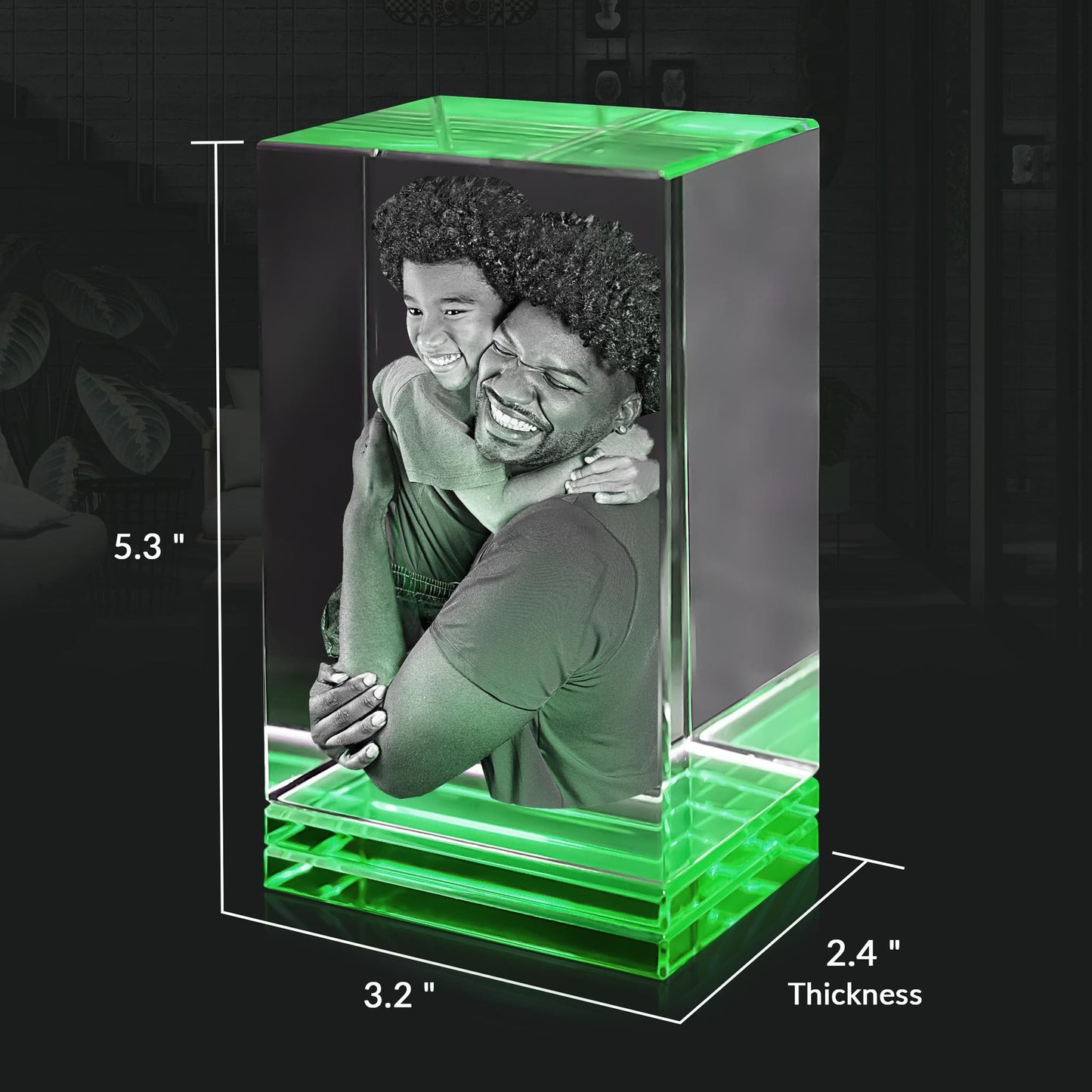 custom laser engraved 3d crystal green skirt