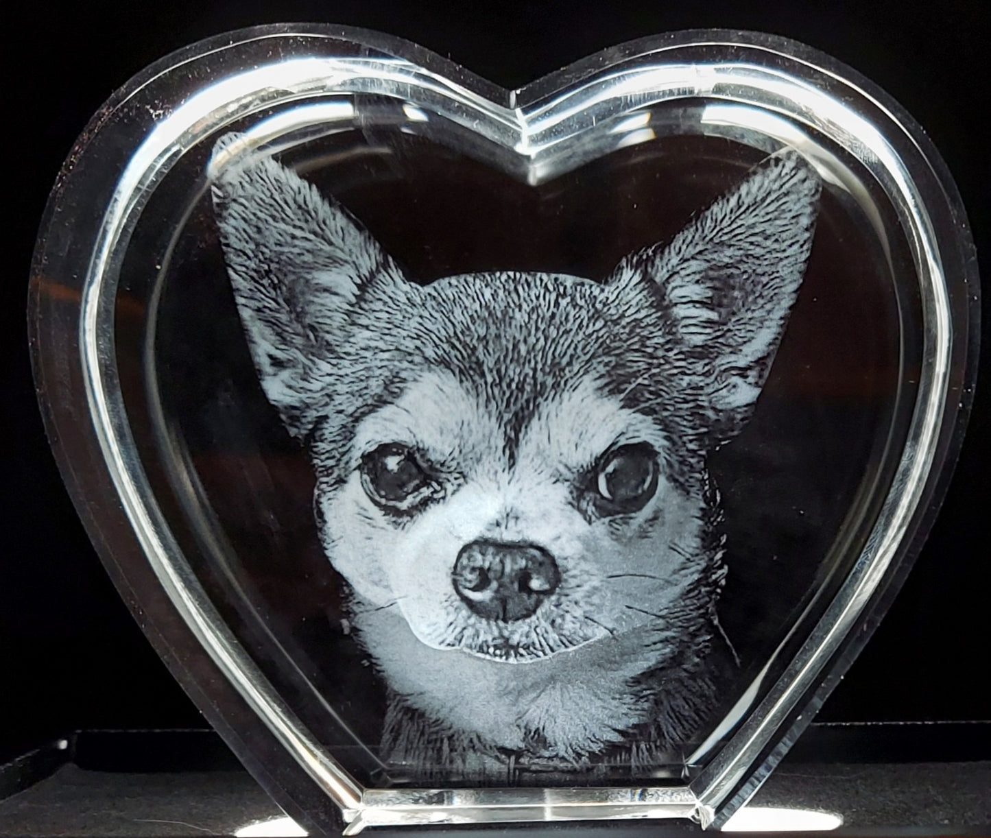 custom laser engraved 3d crystal heart shaped keepsake