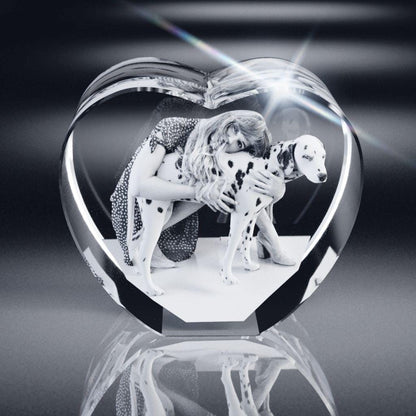 custom laser engraved 3d crystal heart shaped keepsake