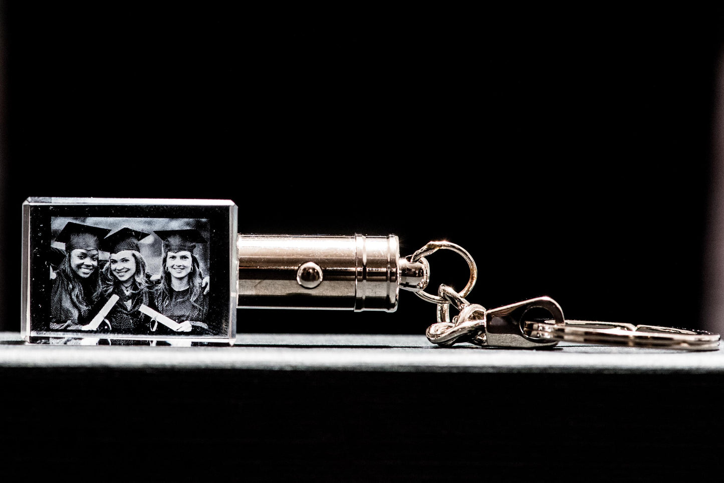 custom laser engraved 3d crystal keychain rectangle