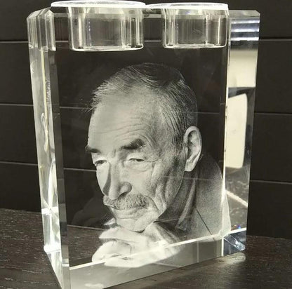 custom laser engraved 3d crystal urn candle holder 