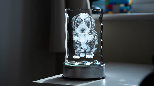 custom laser engraved 3d notched rectangle crystal 