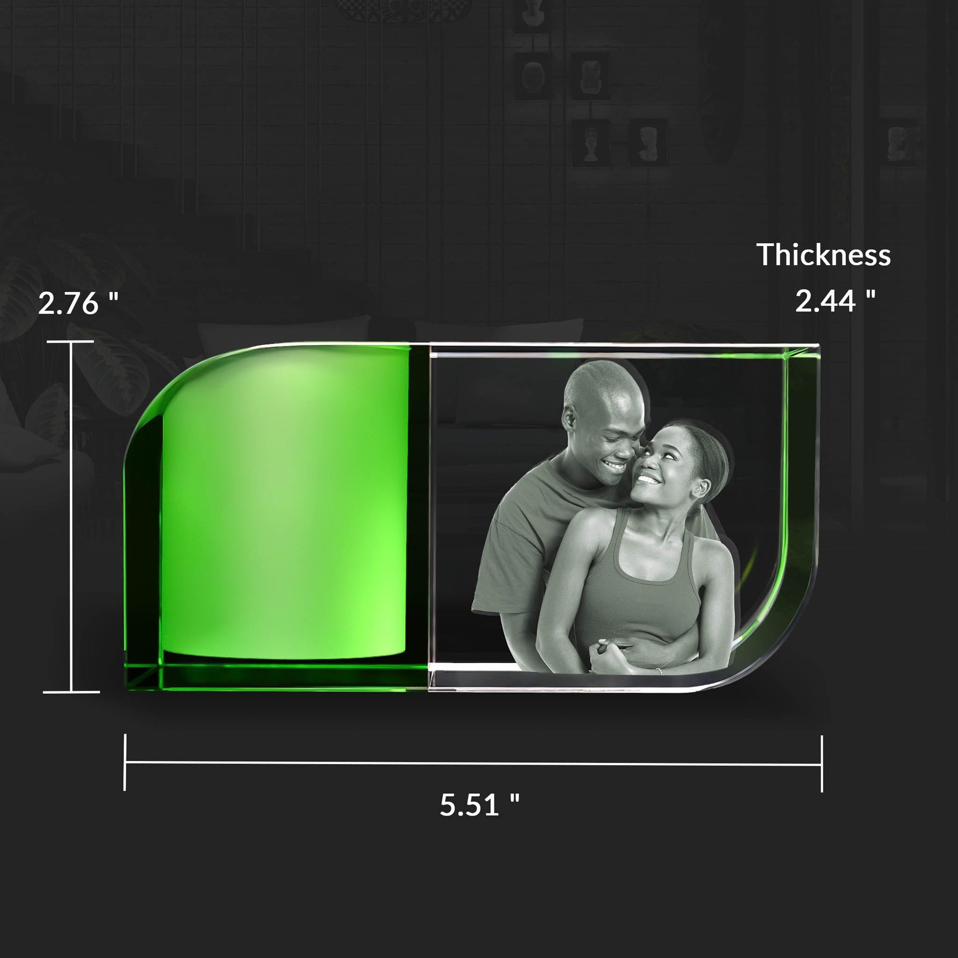custom laser engraved 3d photo candle holder green