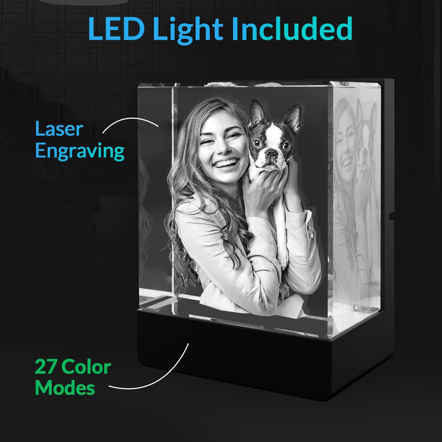 custom laser engraved 3d photo crystal keepsake
