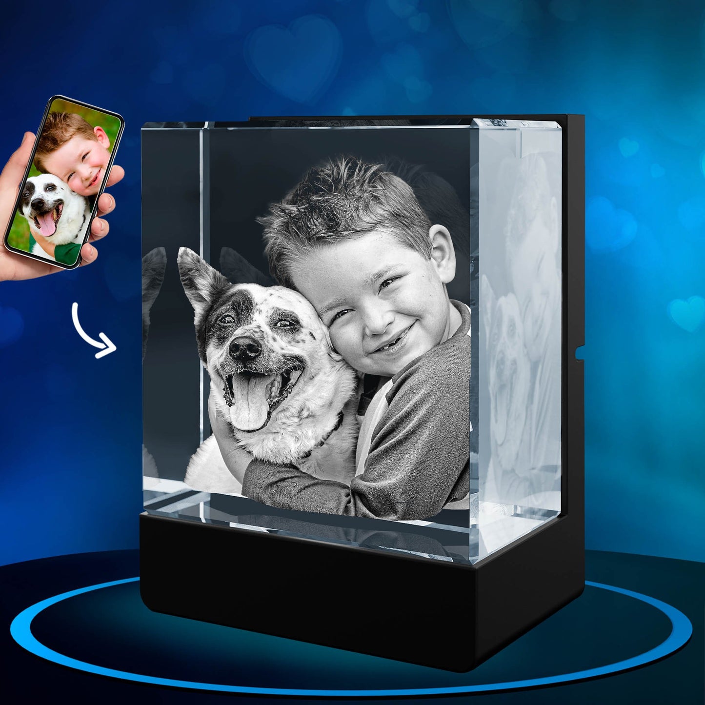 custom laser engraved 3d photo crystal keepsake