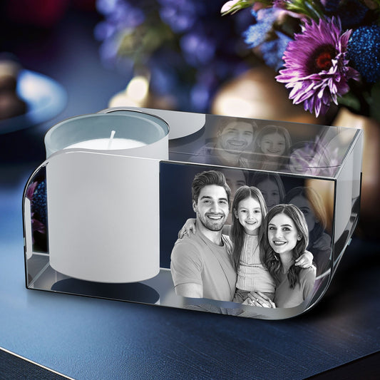 custom laser engraved 3d photo scented candle holder clear