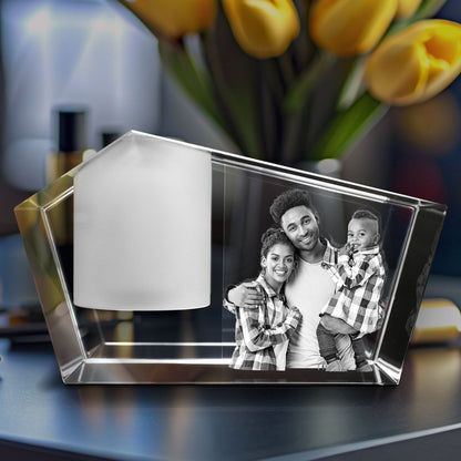 custom laser engraved 3d photo scented candle holder clear