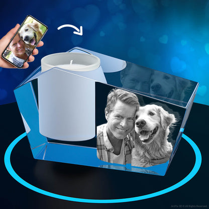custom laser engraved 3d photo scented candle holder clear