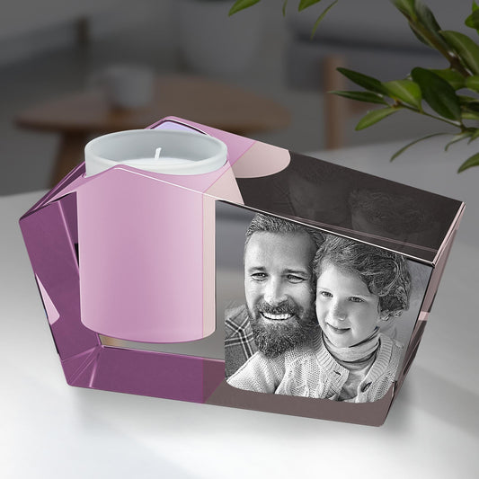 custom laser engraved 3d photo scented candle holder pink