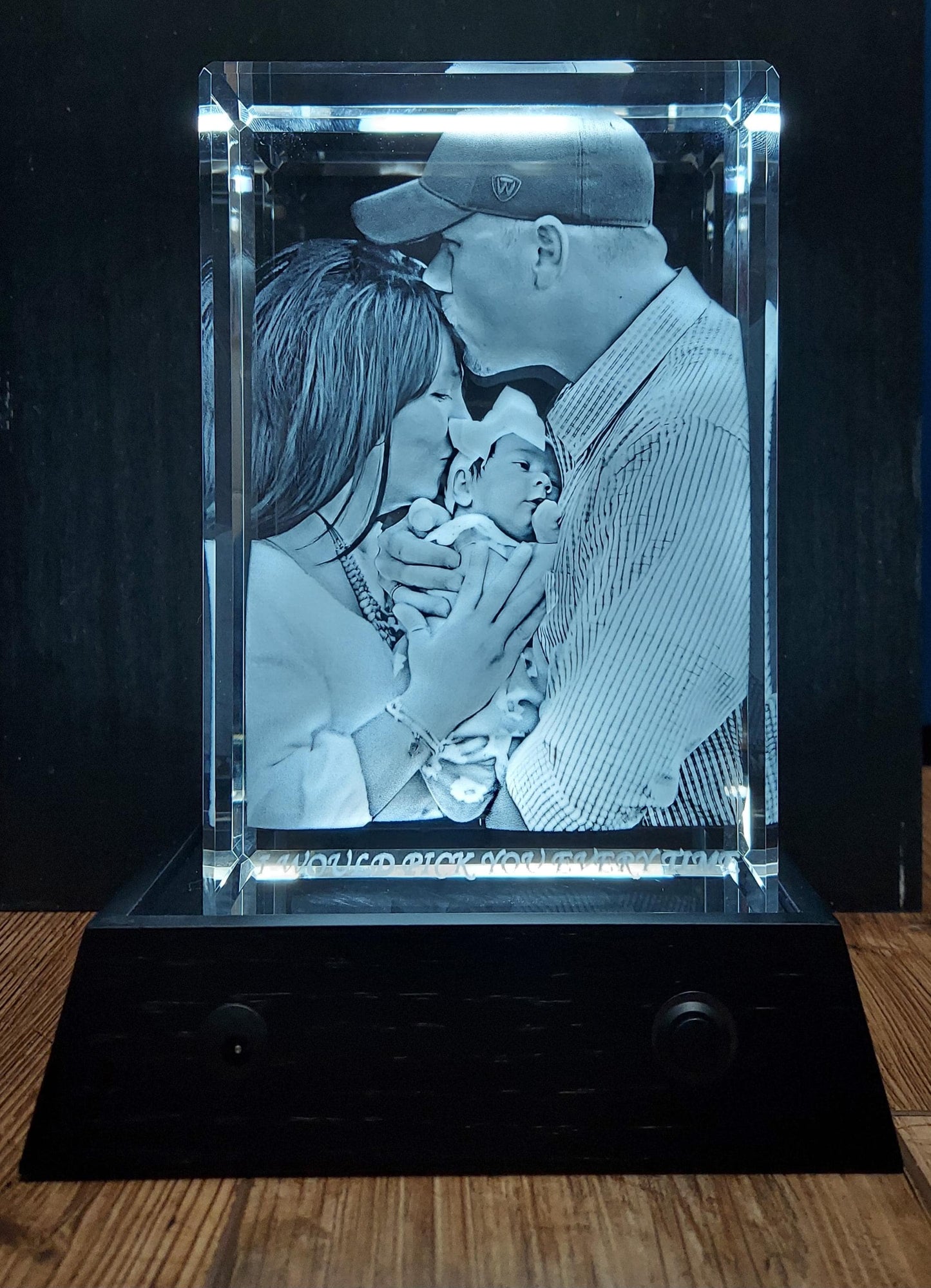 custom laser engraved 3d rectangle crystal 