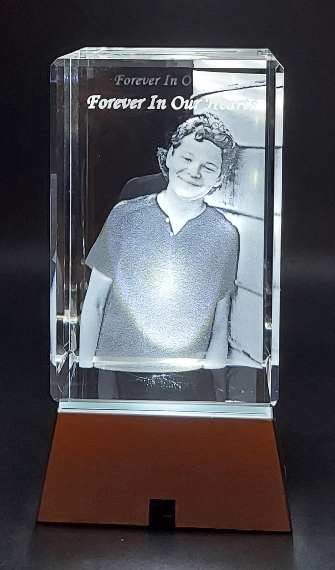 custom laser engraved 3d rectangle crystal 