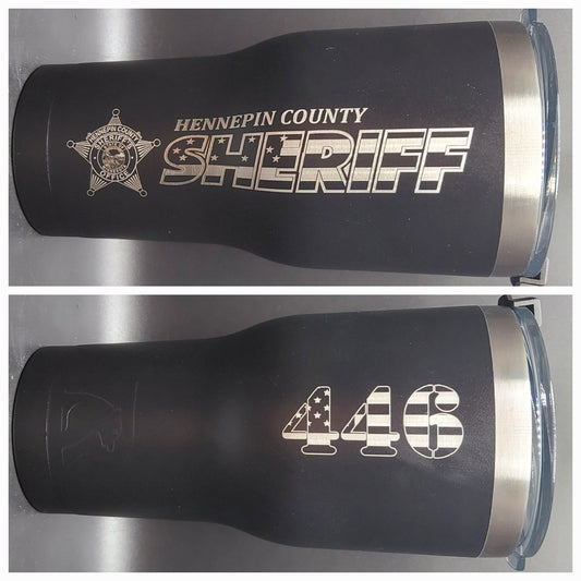 custom laser engraved tumbler squad graphics