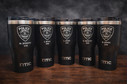 custom laser engraved RTIC tumblers police department