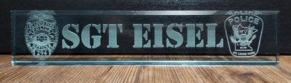 custom laser engraved crystal desk wedge