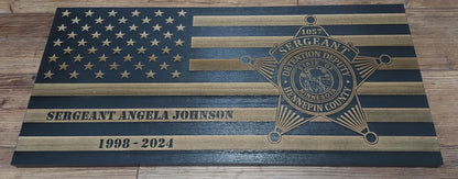 custom laser engraved distressed wood flag hennepin county detention
