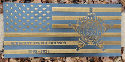 custom laser engraved distressed wood flag hennepin county sheriff detention