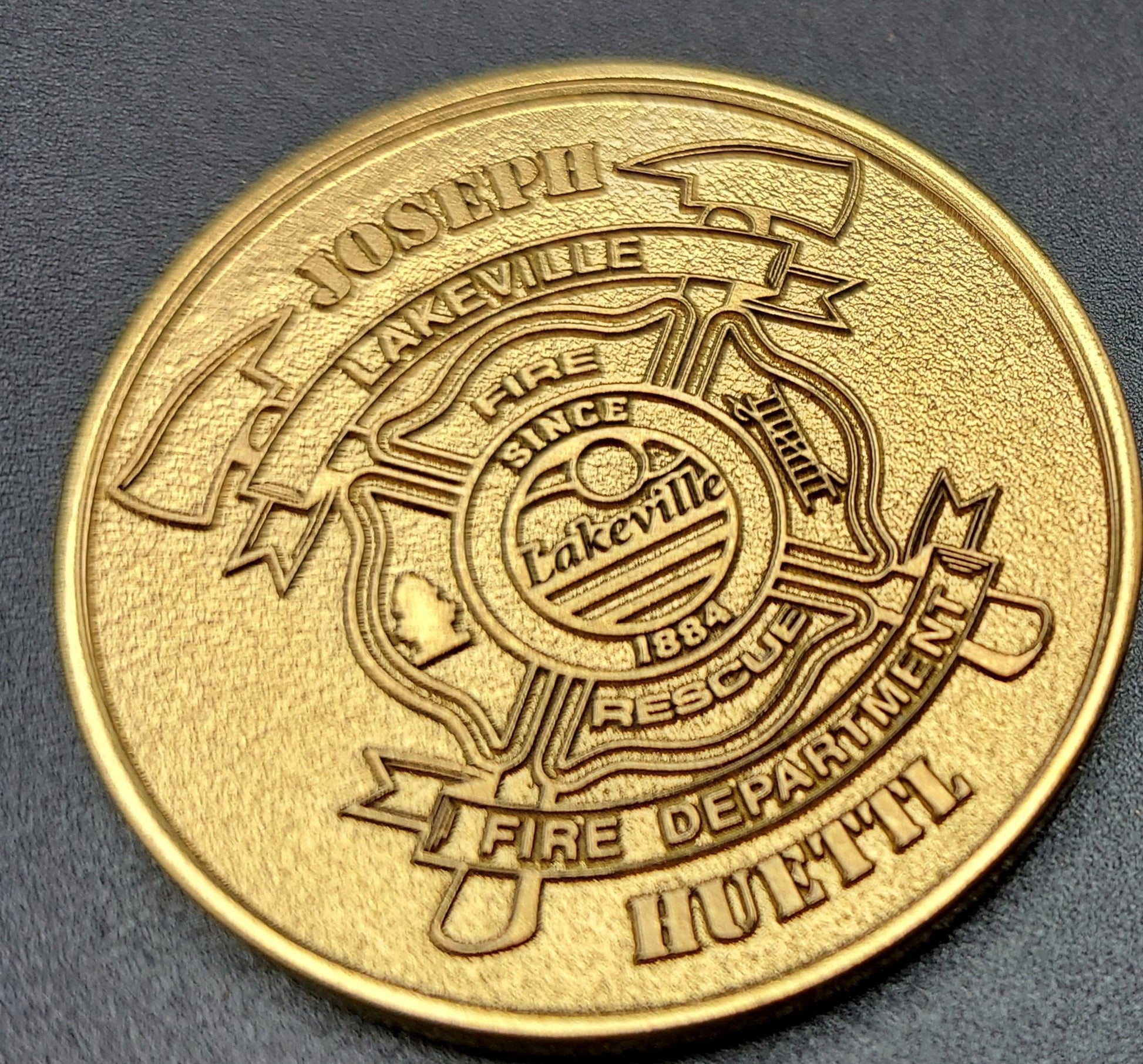 custom laser engraved firefighter challenge coin 
