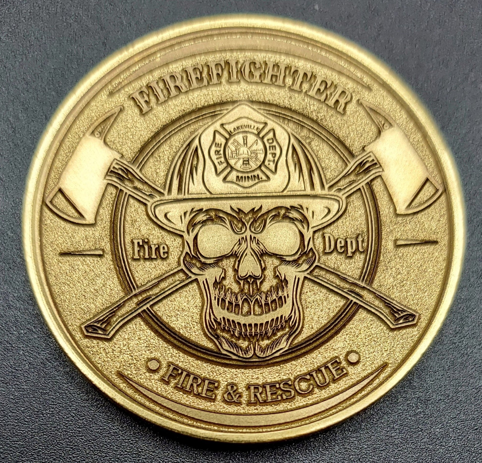 custom laser engraved firefighter challenge coin 