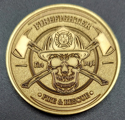 custom laser engraved firefighter challenge coin 