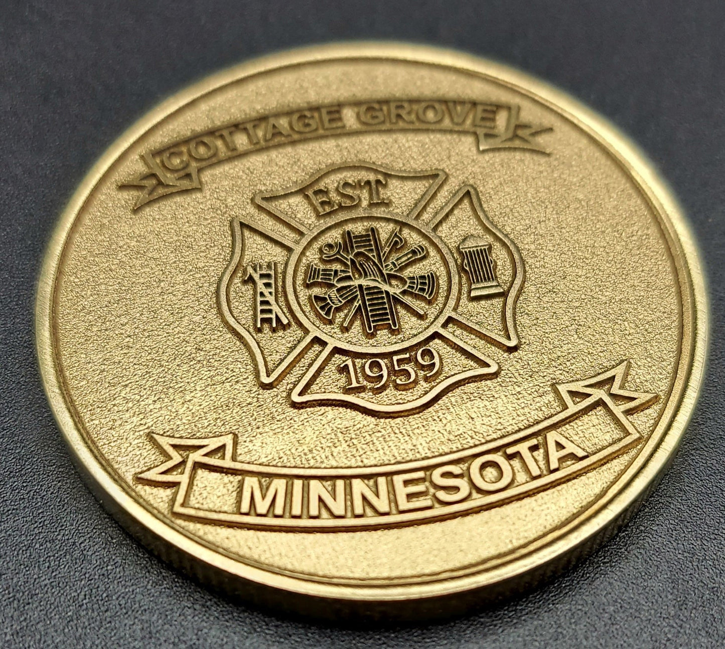 custom laser engraved firefighter challenge coin 
