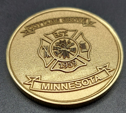 custom laser engraved firefighter challenge coin 