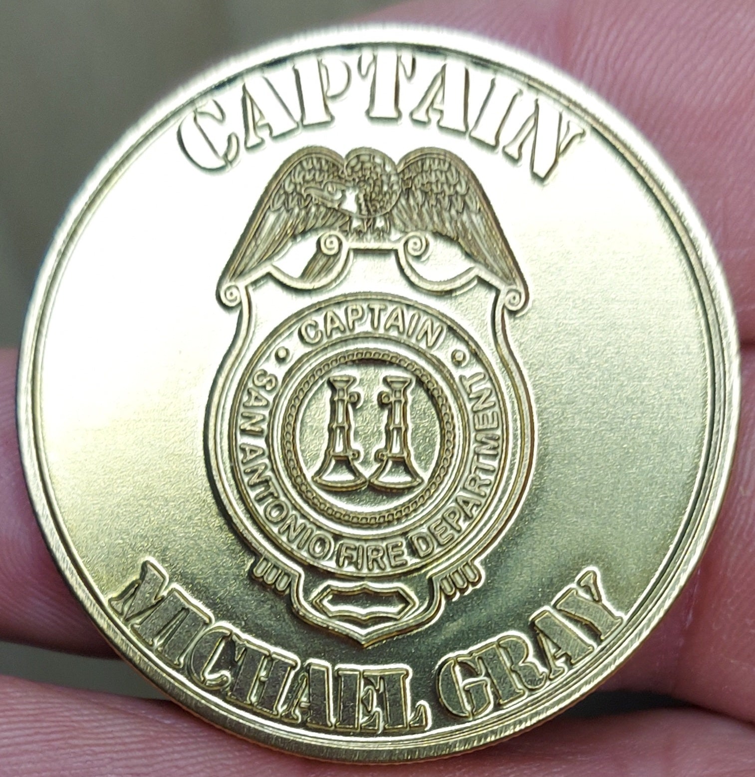 custom laser engraved firefighter challenge coin 