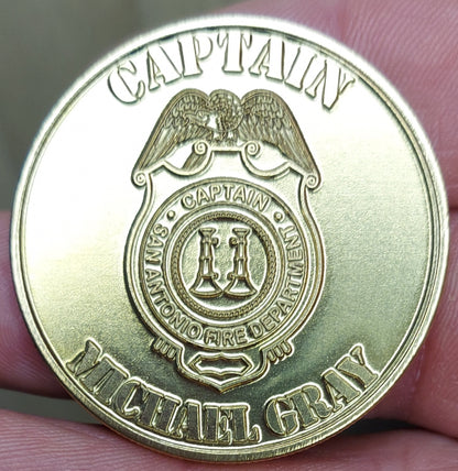 custom laser engraved firefighter challenge coin 