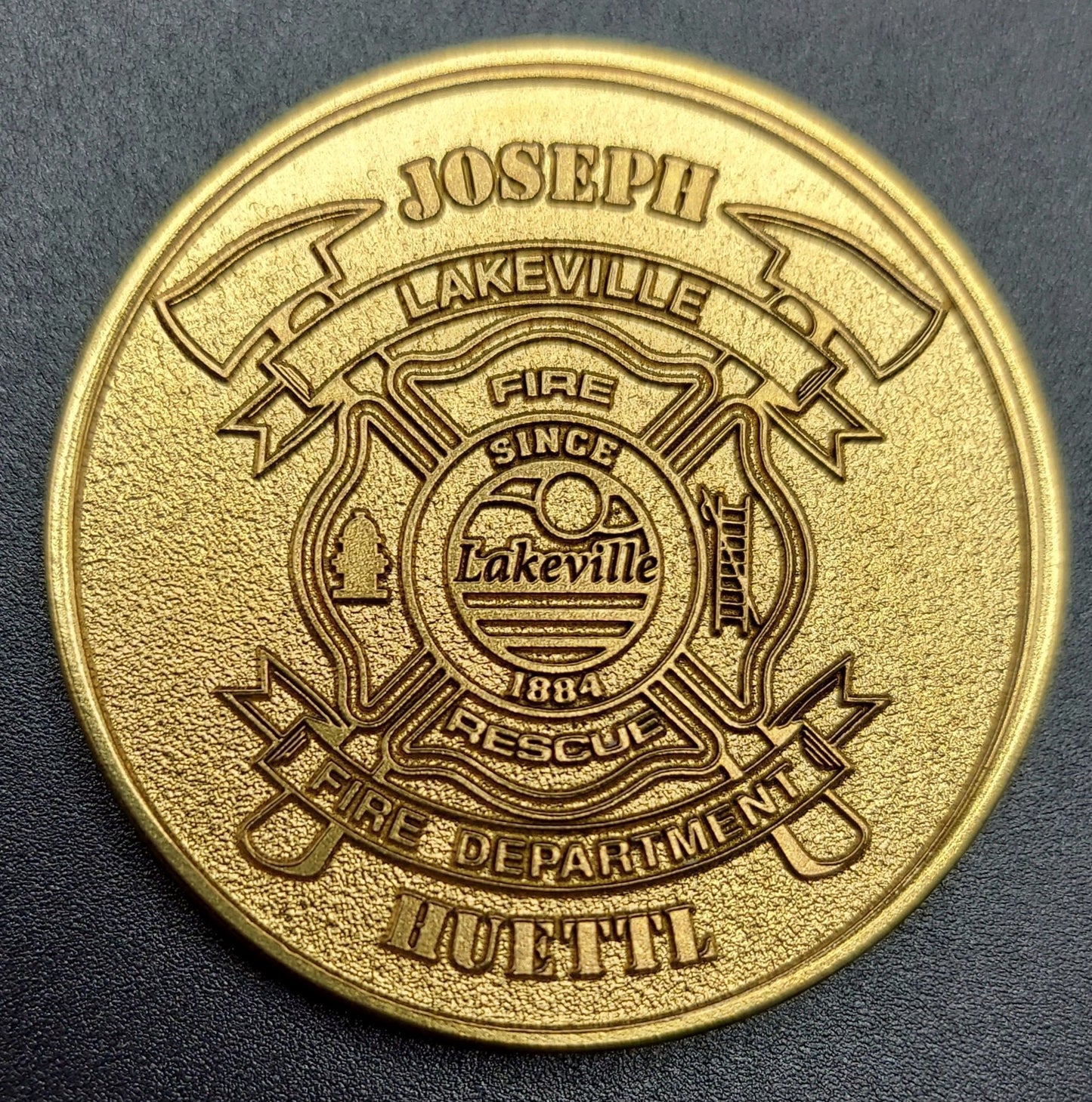 custom laser engraved firefighter challenge coin 
