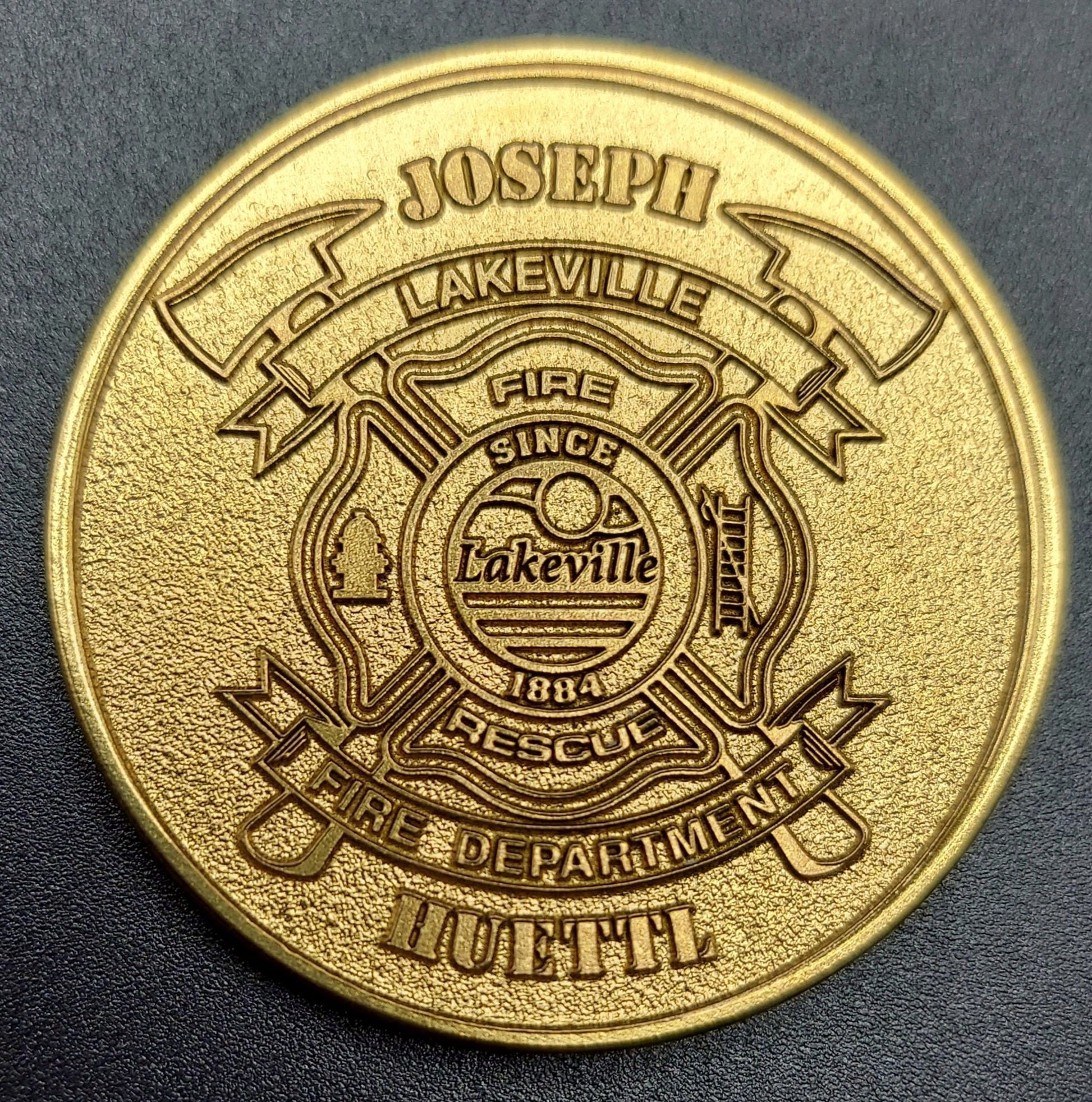 custom laser engraved firefighter challenge coin 
