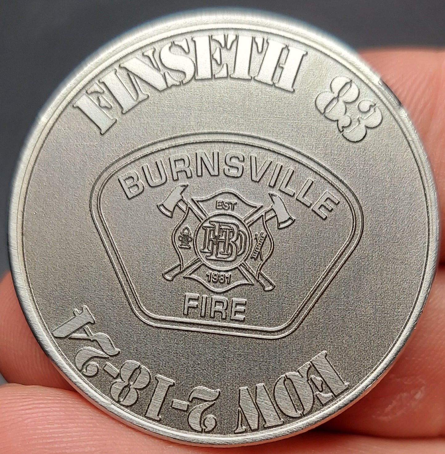 custom laser engraved firefighter memorial challenge coin 